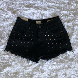 New Black Studded Shorts